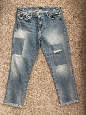 GAP Women's Light Blue Patchwork Boyfriend Jeans